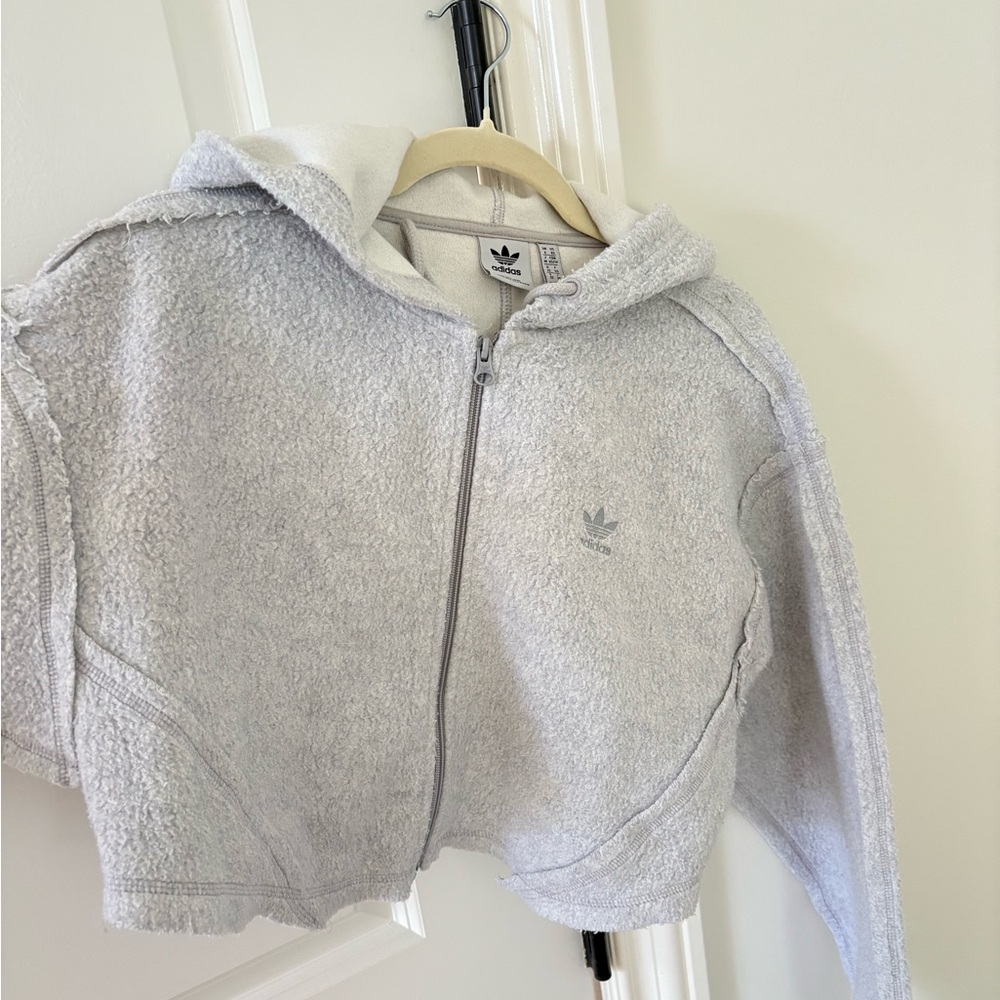 Adidas Cropped Zip-Up Hoodie